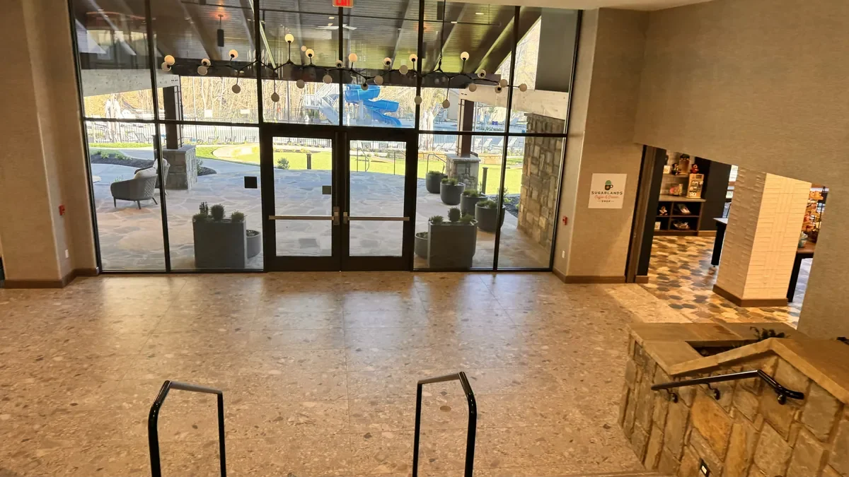 stairs in lobby of embassy suites gatlinburg