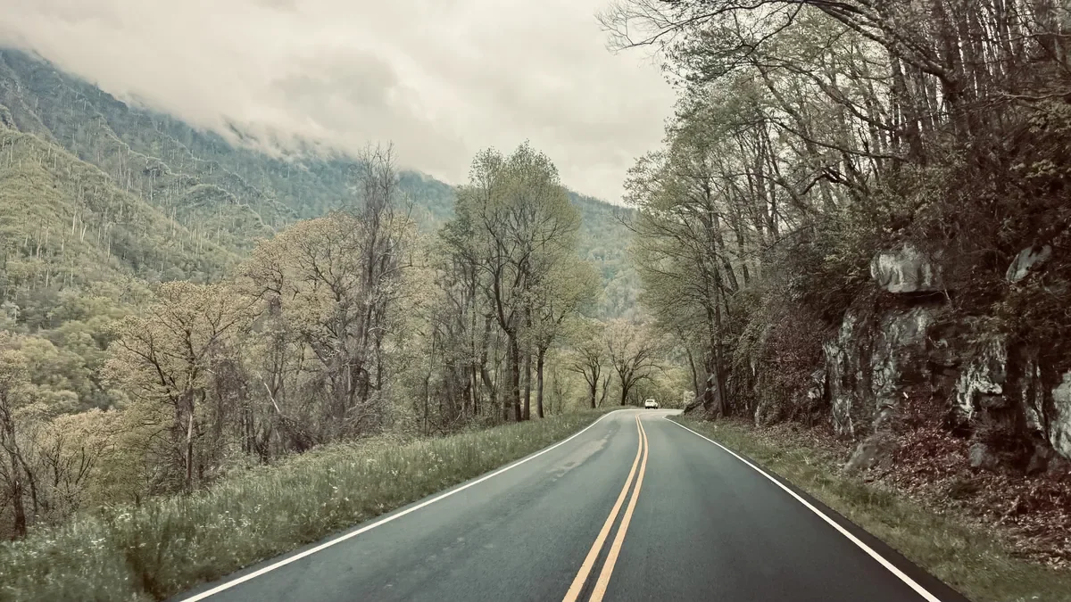 Newfound Gap Road with views of the mountain