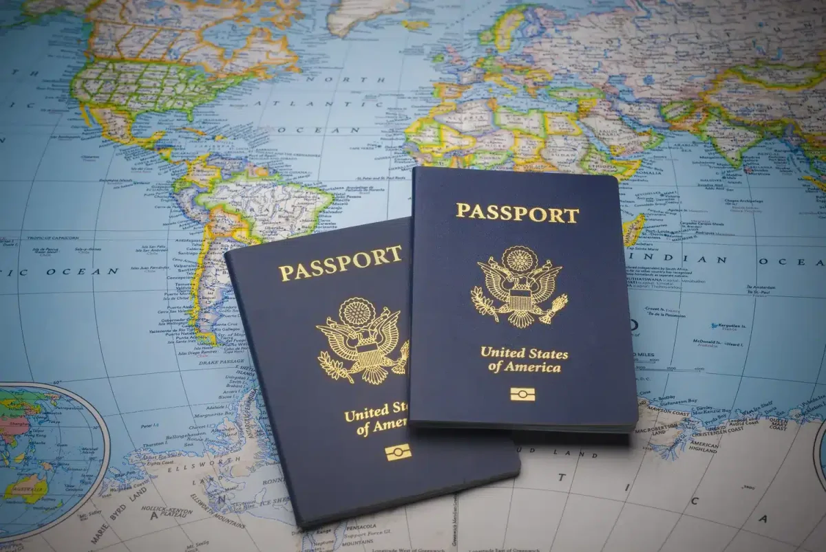 Passports On A Globe 