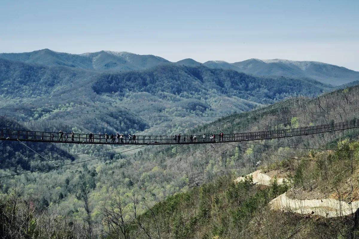 skybridge from a distance at skypark gatlinburg