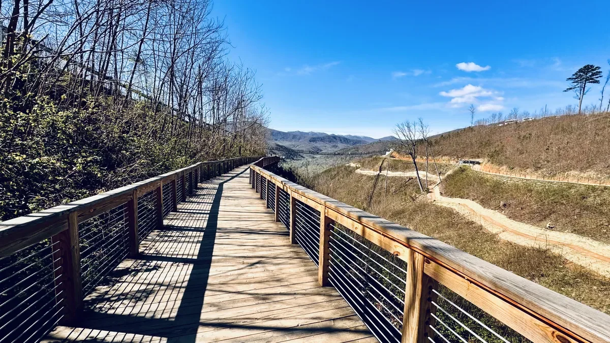 walking trail bridge at skypark gatlinburg