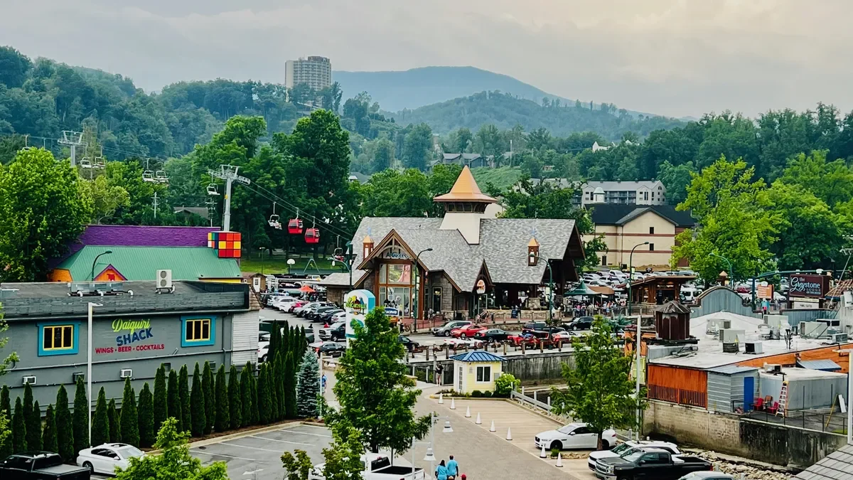 downtown gatlinburg view with anakeesta in the center