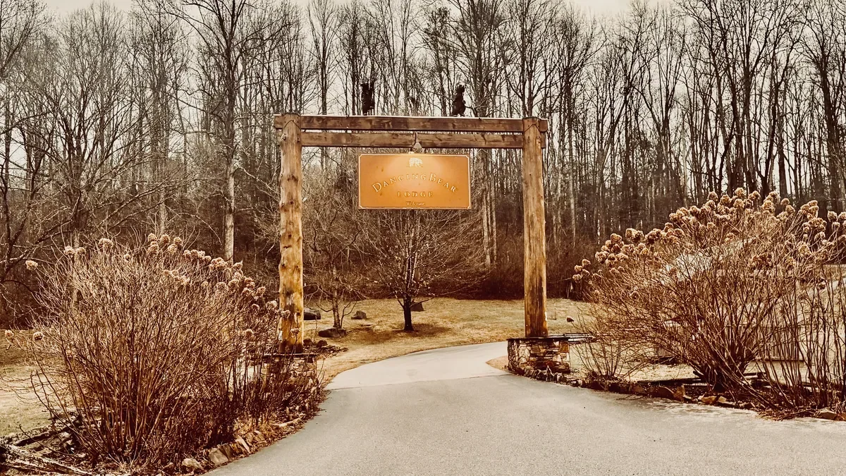 entrance to Dancing Bear Lodge in Townsend