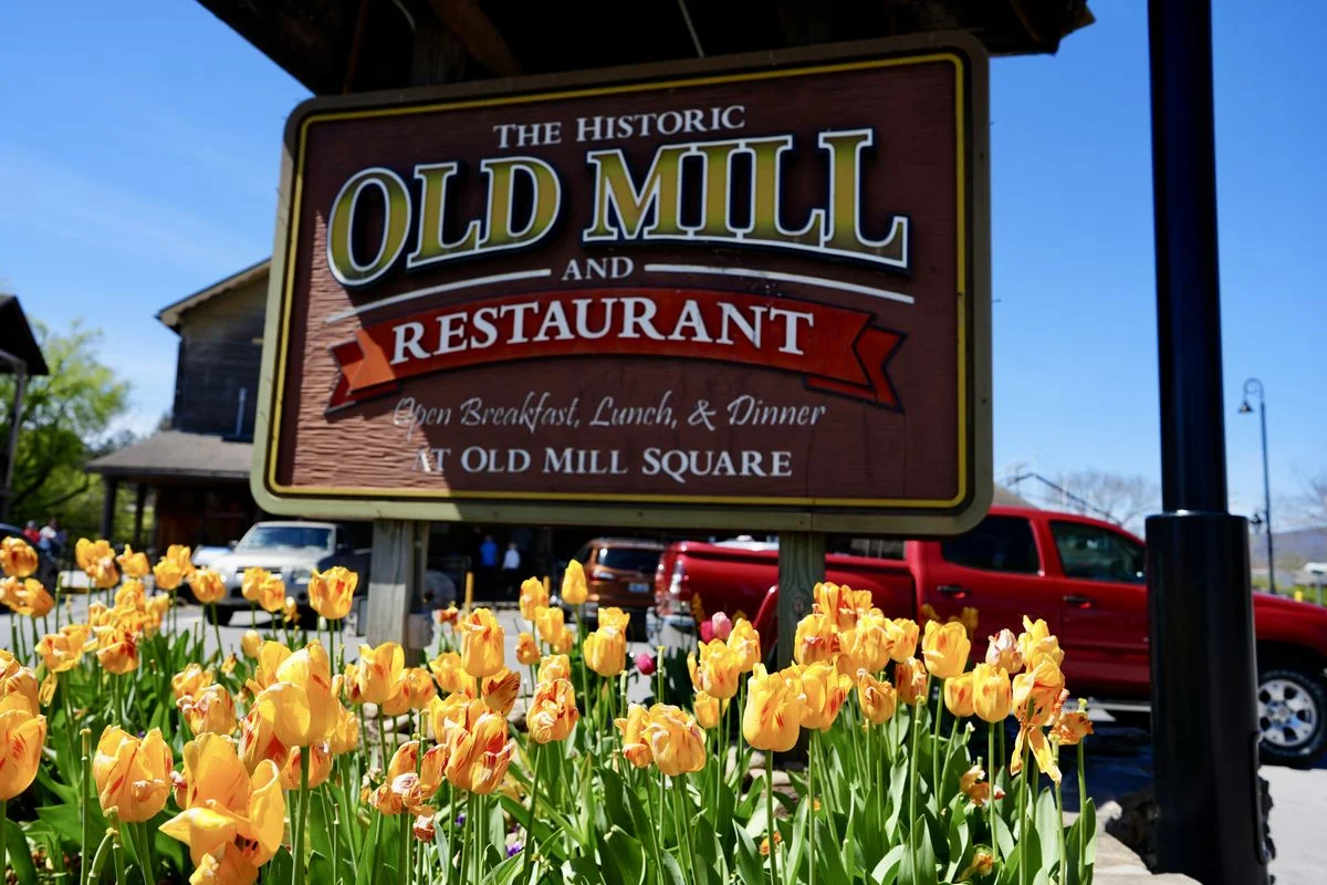 The Old Mill Restaurant sign in Pigeon Forge