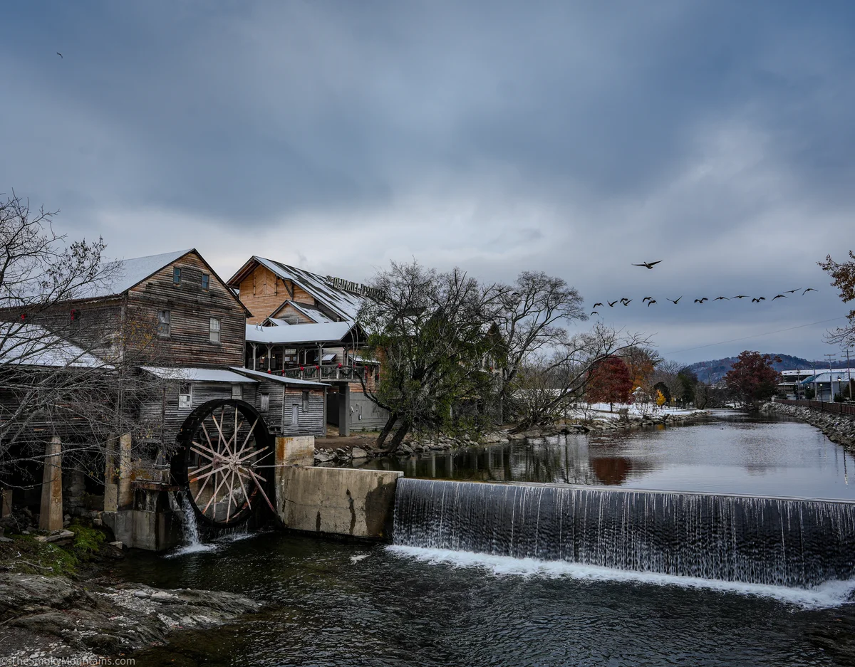 Historic Old Mill waterwheel in Pigeon Forge