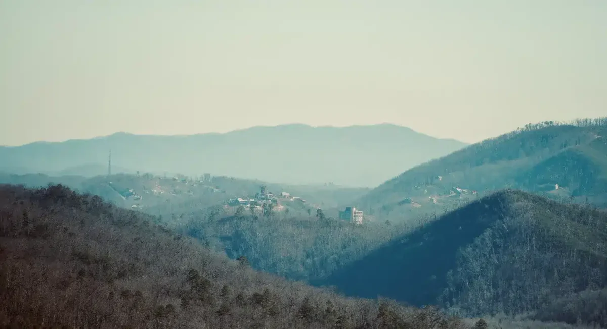 gatlinburg overlook with gatlinburg in the distance
