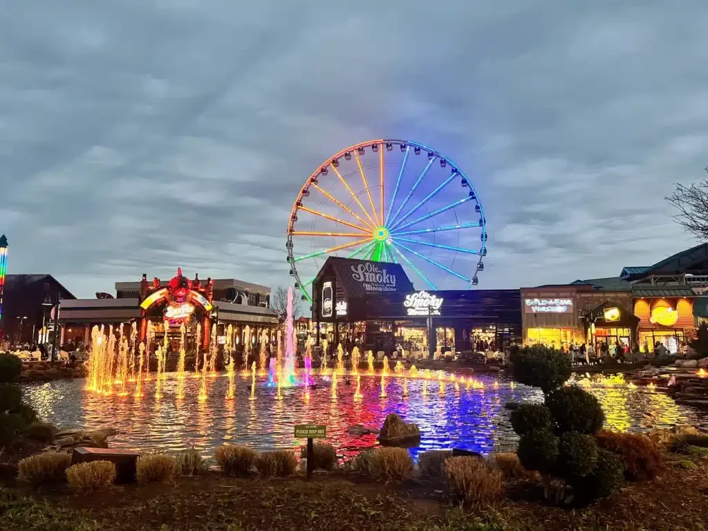 Experience Pigeon Forge Without Spending A Dime: 10 Must-Do Free Activities 8 evening view at The Island Pigeon Forge