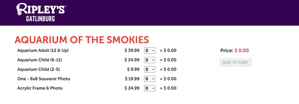 Ripley's Aquarium of the Smokies ticket prices