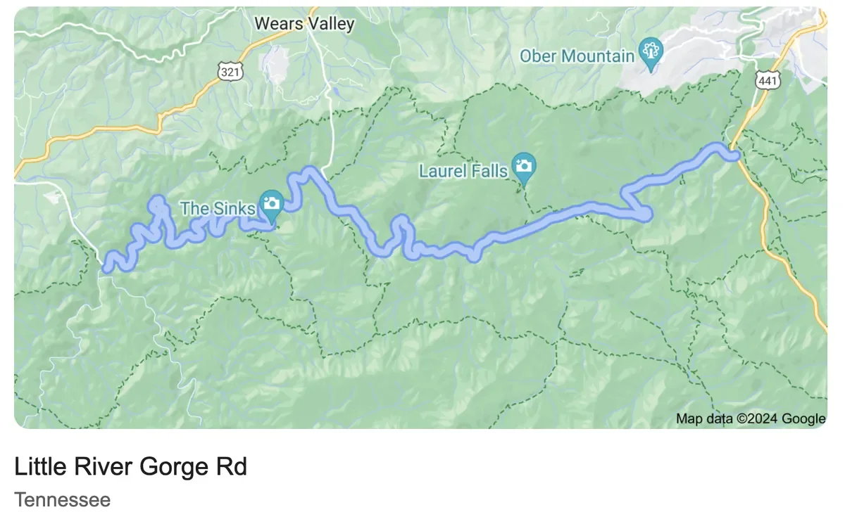 screenshot of map of little river rd