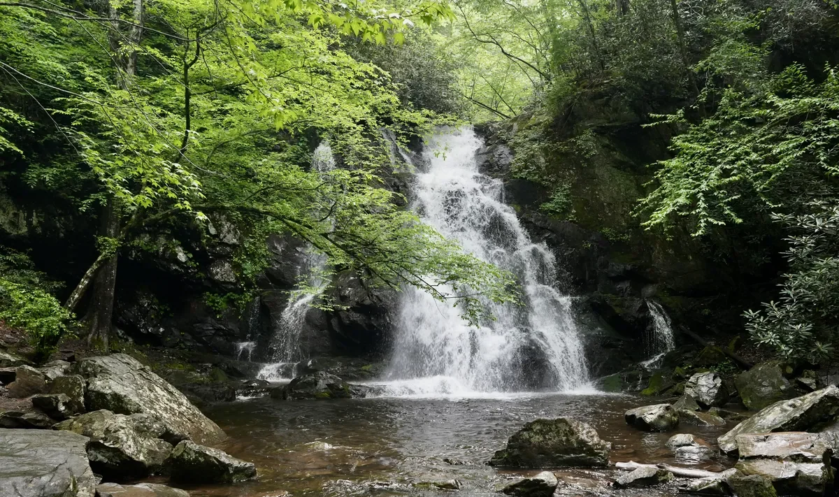 upper part of Spruce Flat Falls waterfall