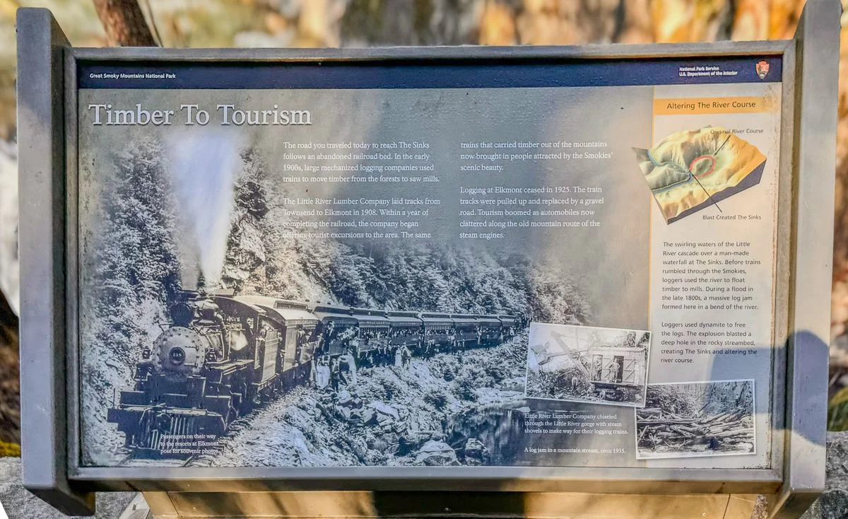 the sinks waterfall information board