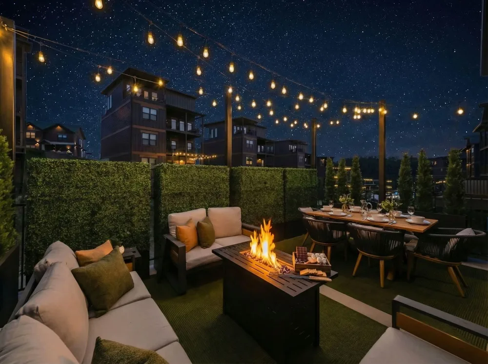Outdoor seating area with fire pit