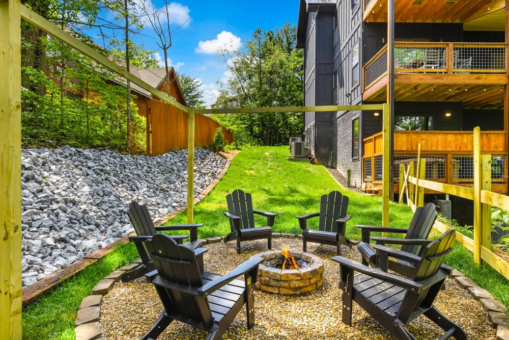 Outdoor fire pit with seating area