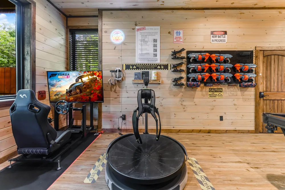 Home game room with virtual reality setup