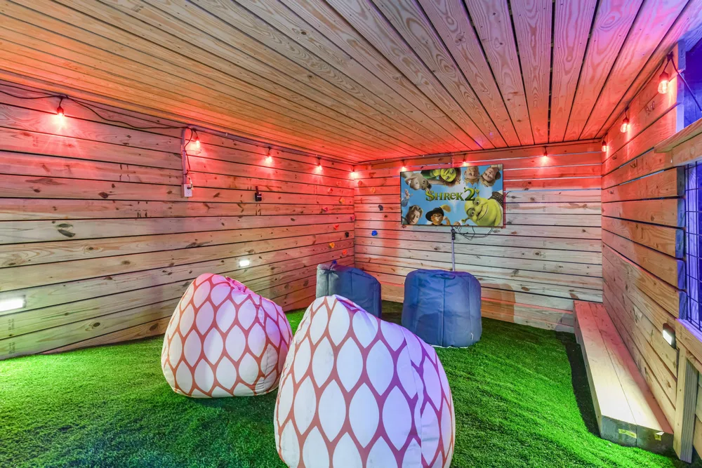 Cozy lounge area with bean bags