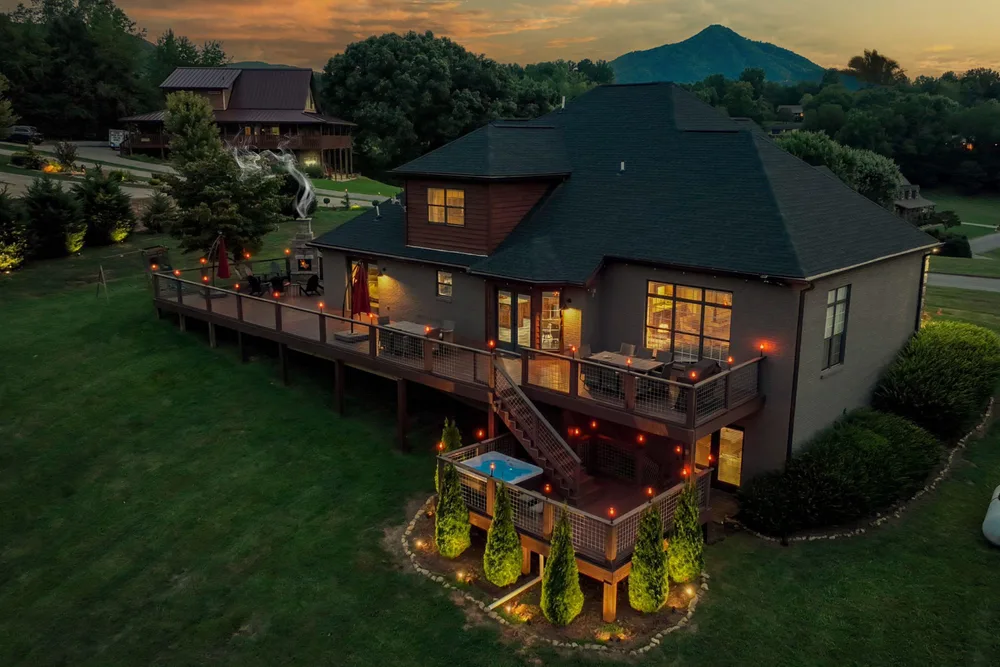 Cabin with large deck and hot tub