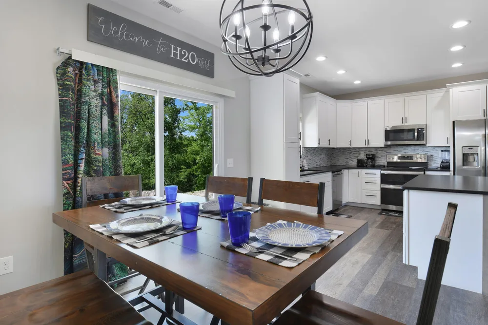 Modern kitchen and dining area setup
