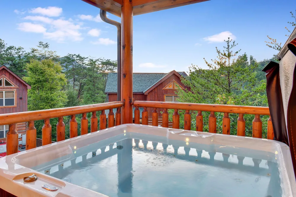 Hot tub with forest view