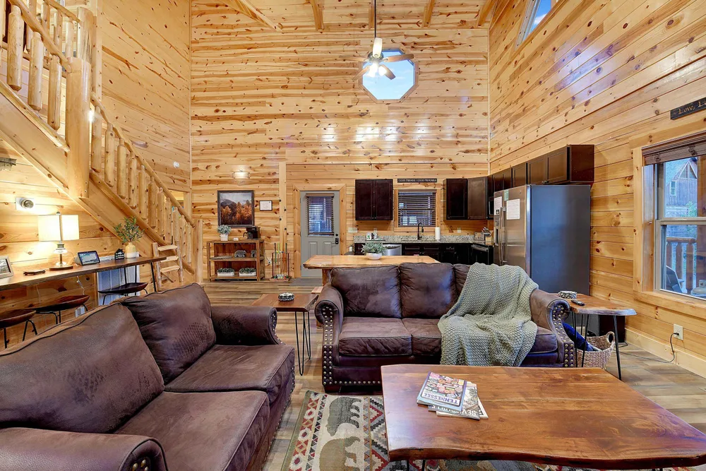 Cozy living room with wooden interior