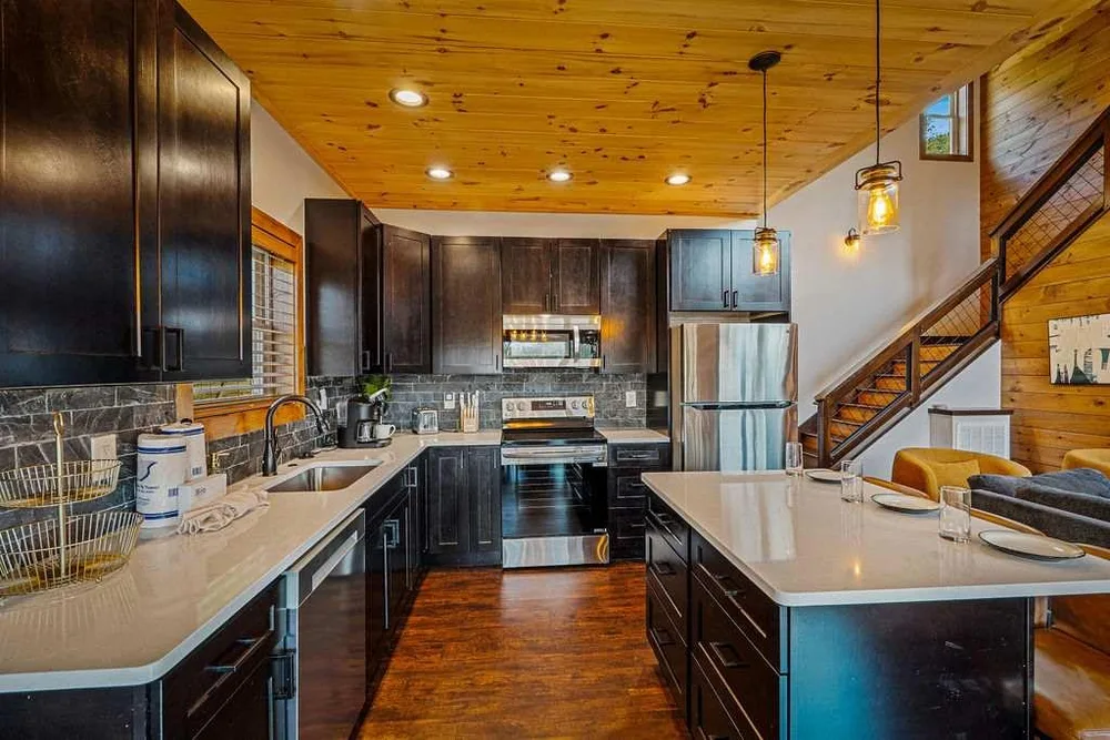 Modern kitchen with wooden accents