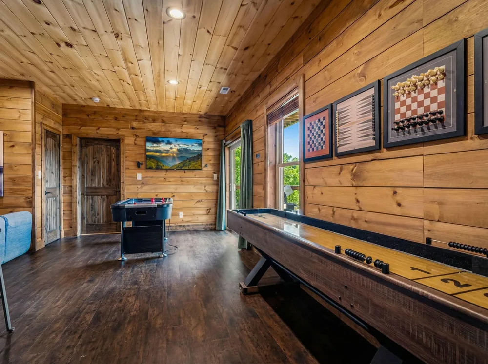 Game room with shuffleboard and foosball