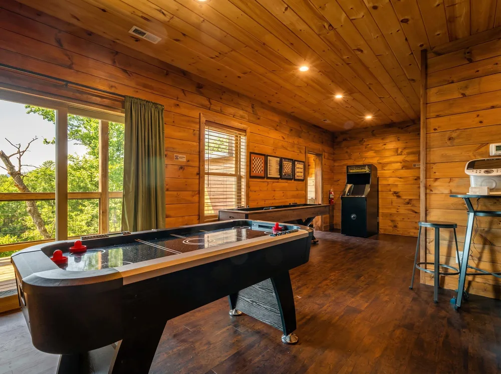 Game room with air hockey table