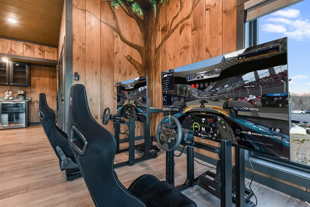 Sim racing setup with dual screens