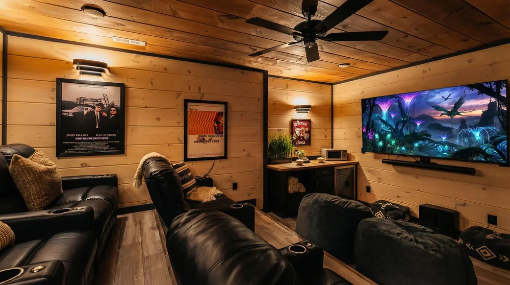 Cozy home theater with reclining seats