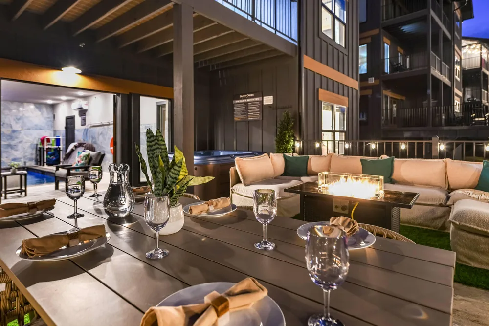 Outdoor seating area with fire pit