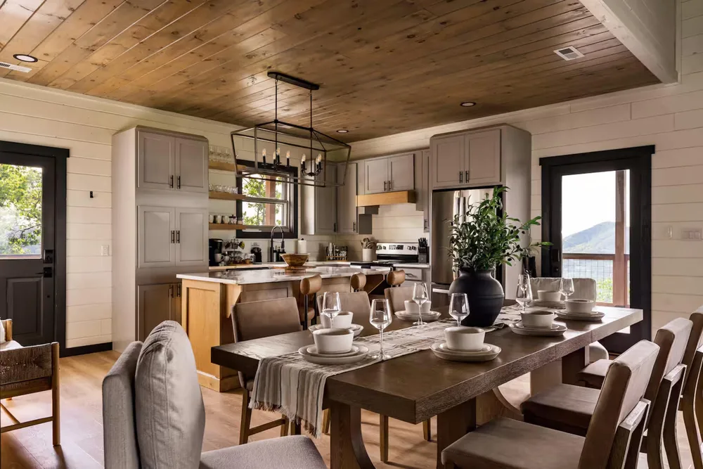 Modern kitchen and dining area setup