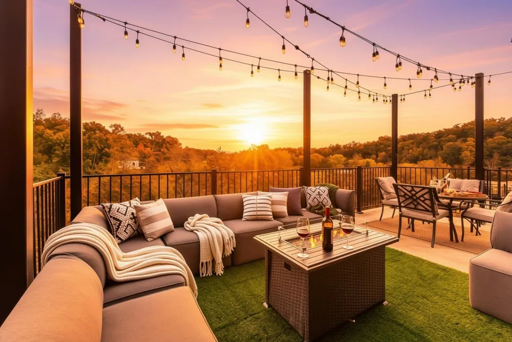 Rooftop terrace with sunset view