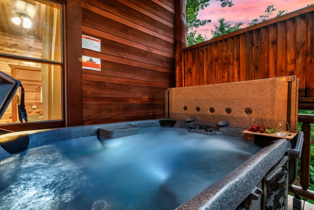 Hot tub on cabin deck