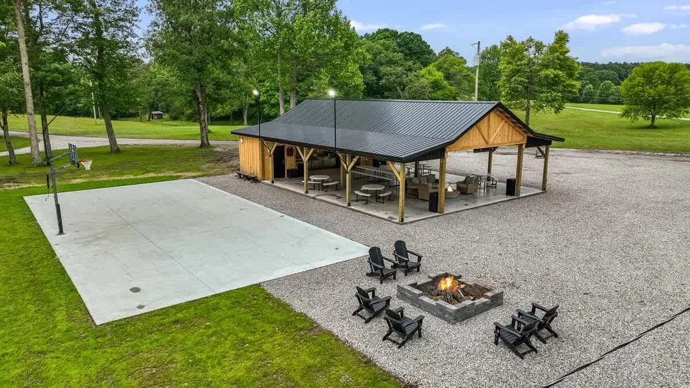 Outdoor gathering area with fire pit