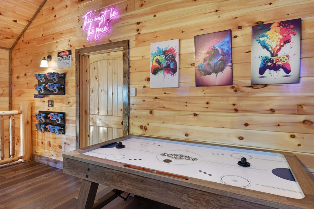 Game room with air hockey table